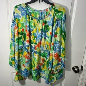 Floral Ivy Vibrant Floral Women's Blouse 2X CB-AD